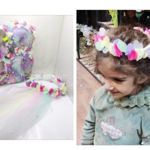 حلقه ی توری گلدار مرواریدی هفت رنگ (تل توری)