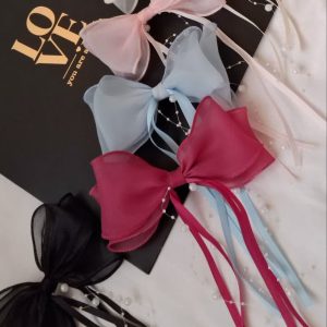 گل سر حریر دنباله دار آویز مرواریدی