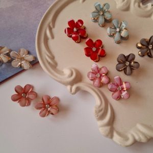 مینی کلیپس فلزی بابونه ای دو گل